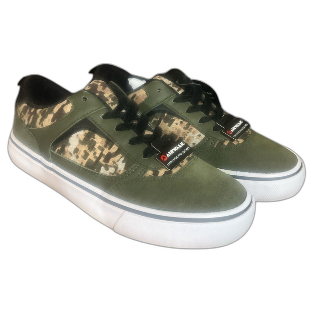 Airwalk Huntington Youth Size 4 Sneakers Camo Green Skate Shoes Lace Up New